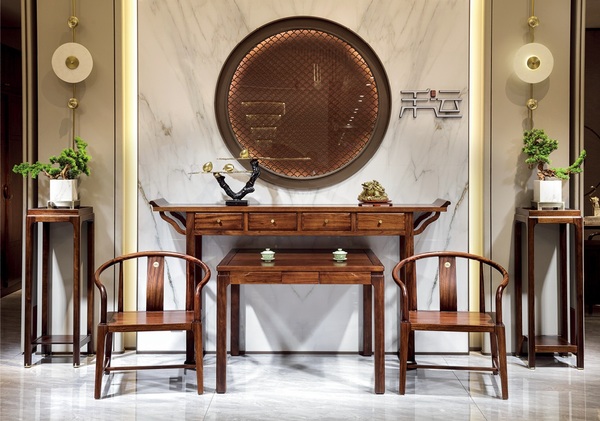 新中式中堂1-386#、八仙桌1-508#、围椅Y2006#、花架1-331#